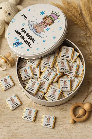 Kişiye Özel Bebek Hediyelikleri | Sargılı Madlen Çikolata | Yeni Doğan – Baby Shower – Doğum Günü – Diş Buğdayı