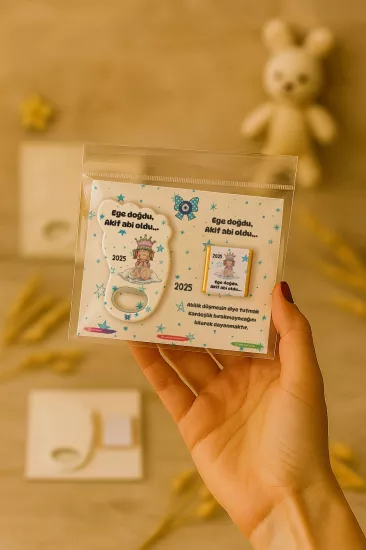 Yeni Doğan Bebek, Doğum Günü, Baby Shower, Diş Buğdayı Hediyesi Çikolatalı Ayak İzi Açacak Magnet