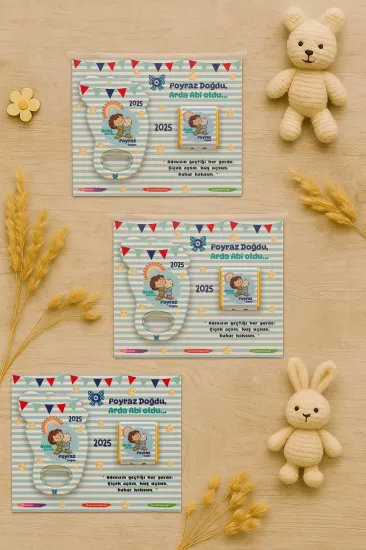 Yeni Doğan Bebek, Doğum Günü, Baby Shower, Diş Buğdayı Hediyesi Çikolatalı Ayak İzi Açacak Magnet