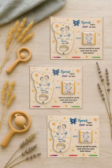 Yeni Doğan Bebek, Doğum Günü, Baby Shower, Diş Buğdayı Hediyesi Çikolatalı Ayak İzi Açacak Magnet