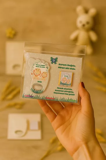 Yeni Doğan Bebek, Doğum Günü, Baby Shower, Diş Buğdayı Hediyesi Çikolatalı Ayak İzi Açacak Magnet