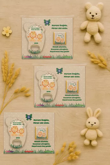 Yeni Doğan Bebek, Doğum Günü, Baby Shower, Diş Buğdayı Hediyesi Çikolatalı Ayak İzi Açacak Magnet