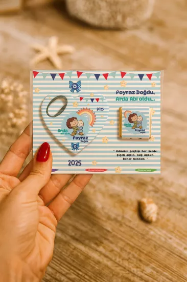 Çikolatalı Kalp Açacak Magnet | Yeni Doğan, Doğum Günü, Baby Shower Hediyesi