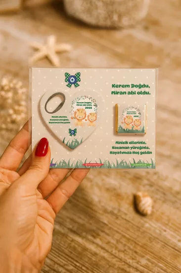 Çikolatalı Kalp Açacak Magnet | Yeni Doğan, Doğum Günü, Baby Shower Hediyesi