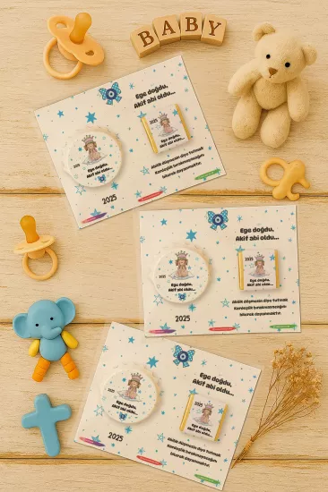 Yeni Doğan ve Baby Shower Çikolatalı Kapak Açacak Magnet Hediyelikleri