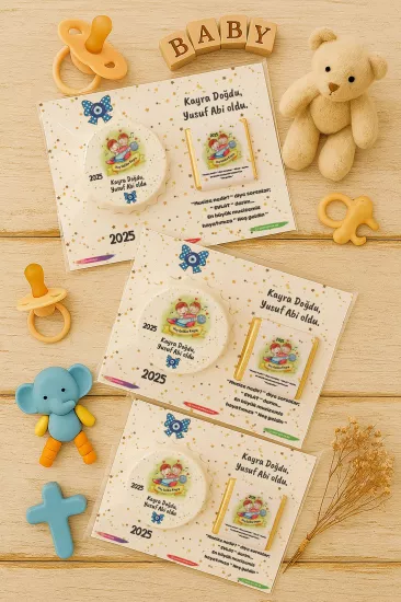 Yeni Doğan ve Baby Shower Çikolatalı Kapak Açacak Magnet Hediyelikleri