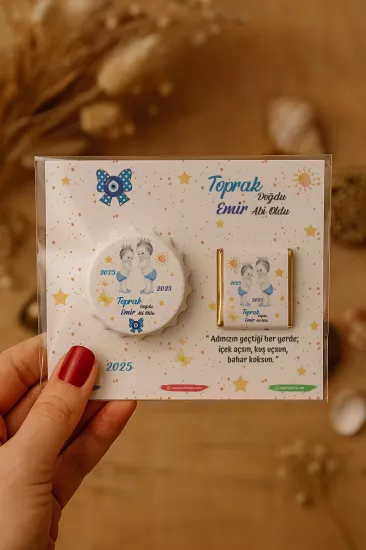 Yeni Doğan ve Baby Shower Çikolatalı Kapak Açacak Magnet Hediyelikleri
