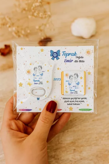Kişiye Özel Çikolatalı Lale Açacak Magnet – Baby Shower & Yeni Doğan Hediyesi