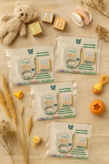 Kişiye Özel Çikolatalı Lale Açacak Magnet – Baby Shower & Yeni Doğan Hediyesi
