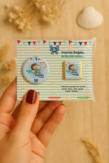 Özel Baskılı Çikolatalı Yuvarlak Metal Açacak Magnet | Baby Shower & Yeni Doğan Hediyelikleri