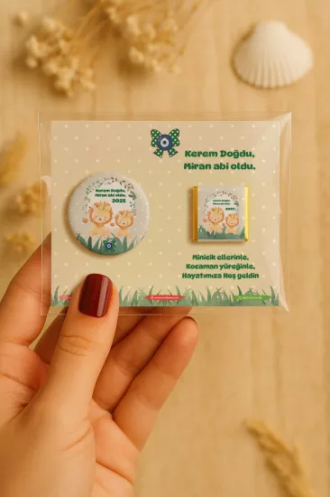 Özel Baskılı Çikolatalı Yuvarlak Metal Açacak Magnet | Baby Shower & Yeni Doğan Hediyelikleri