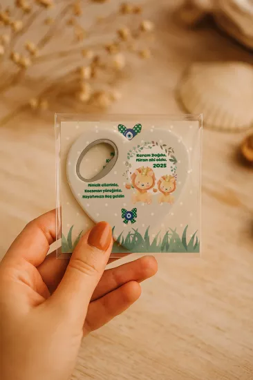Jelatin Kartlı Kalp Açacak Magnet | Bebek ve Özel Gün Hediyesi