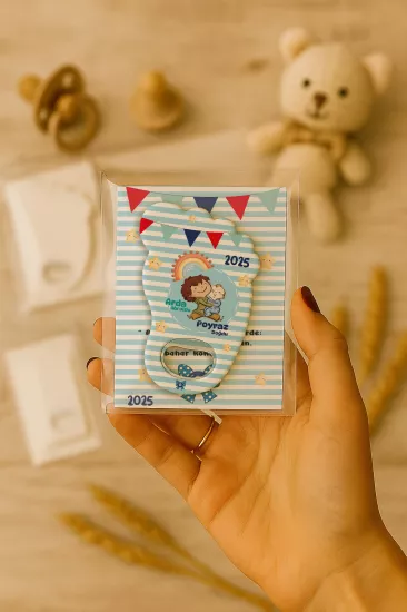Kartlı Ayak İzi Açacak Magnet|Bebek Hediyelikleri