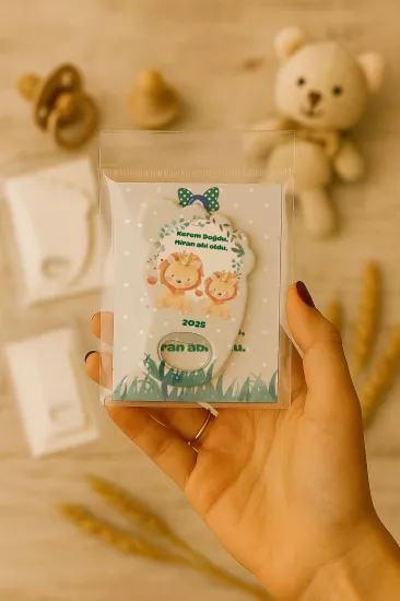 Yeni Doğan Bebek, Doğum Günü, Baby Shower, Diş Buğdayı Hediyesi Jelatin Kartlı Ayak İzi Açacak Magnet