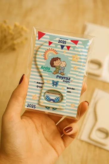 Jelatin Kartlı Bebek Hediyesi Balon Açacak Magnet | Baby Shower – Doğum Günü – Diş Buğdayı