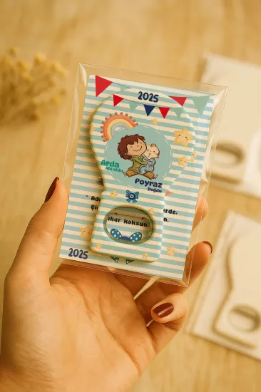 Jelatin Kartlı Bebek Hediyesi Balon Açacak Magnet | Baby Shower – Doğum Günü – Diş Buğdayı