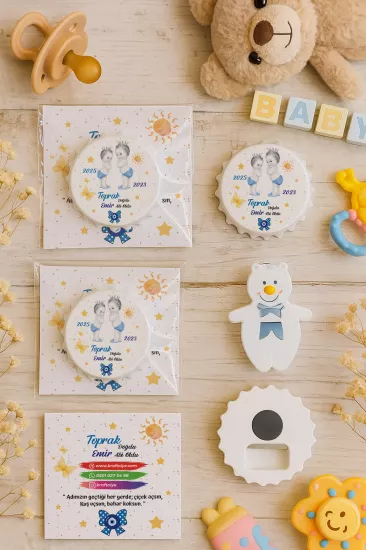 Kişiye Özel Kartlı Kapak Şekilli Açacak Magnet | Yeni Doğan & Özel Gün Hediyelikleri