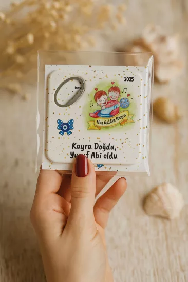 Kişiye Özel Kartlı Kare Açacak Magnet – Yeni Doğan Bebek, Baby Shower, Doğum Günü Hediyesi