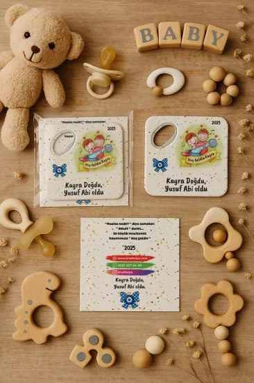 Abi Erkek Kardeş Temalı Kartlı Kare Açacak Magnet
