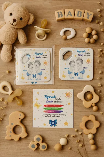 Kişiye Özel Kartlı Kare Açacak Magnet – Yeni Doğan Bebek, Baby Shower, Doğum Günü Hediyesi
