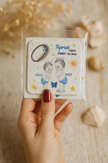Abi Erkek Kardeş Temalı Kartlı Kare Açacak Magnet