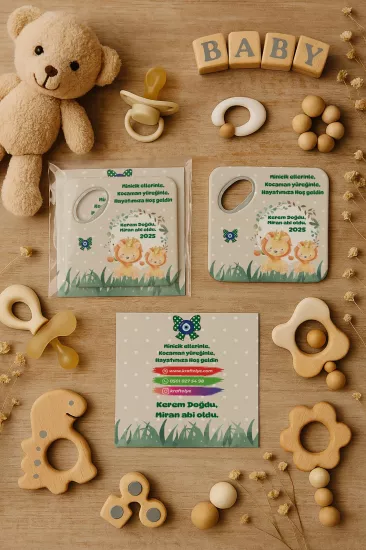 Kişiye Özel Kartlı Kare Açacak Magnet – Yeni Doğan Bebek, Baby Shower, Doğum Günü Hediyesi