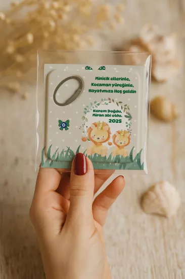 Kişiye Özel Kartlı Kare Açacak Magnet – Yeni Doğan Bebek, Baby Shower, Doğum Günü Hediyesi