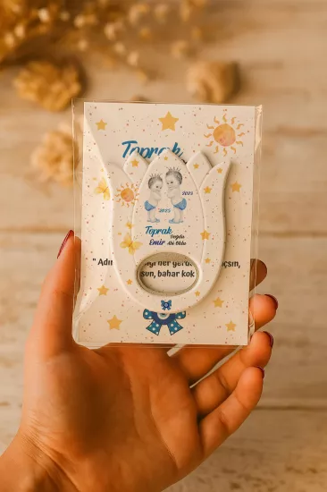 Kişiye Özel Lale Açacak Magnet | Yeni Doğan Bebek Hediyeliği