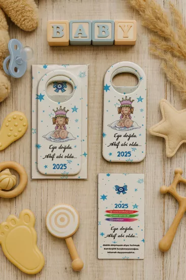 Kişiye Özel Kartlı Uzun Açacak Magnet | Bebek ve Özel Gün Hediyelikleri