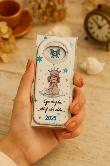 Kişiye Özel Kartlı Uzun Açacak Magnet | Bebek ve Özel Gün Hediyelikleri