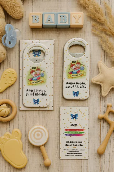 Kişiye Özel Kartlı Uzun Açacak Magnet | Bebek ve Özel Gün Hediyelikleri