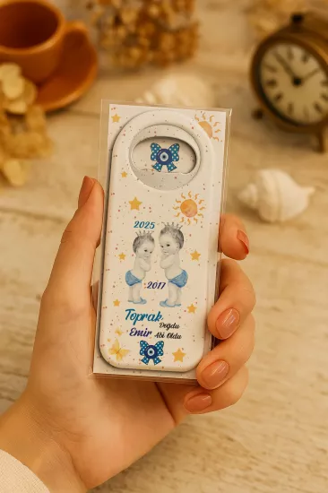 Kişiye Özel Kartlı Uzun Açacak Magnet | Bebek ve Özel Gün Hediyelikleri