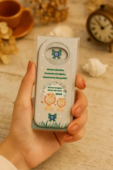 Kişiye Özel Kartlı Uzun Açacak Magnet | Bebek ve Özel Gün Hediyelikleri