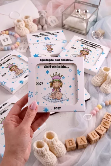 Bebek & Doğum Günü Kutulu Ahşap Bardak Altlığı