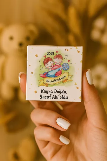 Metal Kutuda Karton Kutulu Madlen Çikolata | Yeni Doğan, Baby Shower, Doğum Günü, Diş Buğdayı Hediyesi