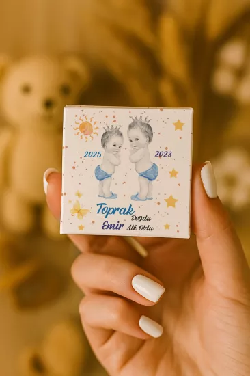 Metal Kutuda Karton Kutulu Madlen Çikolata | Yeni Doğan, Baby Shower, Doğum Günü, Diş Buğdayı Hediyesi