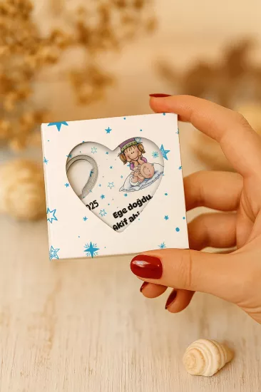 Yeni Doğan, Baby Shower ve Doğum Günü İçin Kutulu Kalp Açacak Magnet