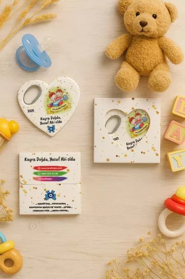Yeni Doğan, Baby Shower ve Doğum Günü İçin Kutulu Kalp Açacak Magnet