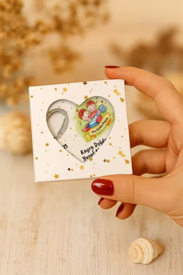 Yeni Doğan, Baby Shower ve Doğum Günü İçin Kutulu Kalp Açacak Magnet