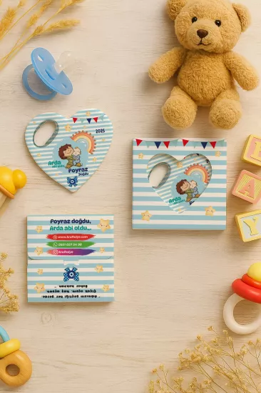 Yeni Doğan, Baby Shower ve Doğum Günü İçin Kutulu Kalp Açacak Magnet