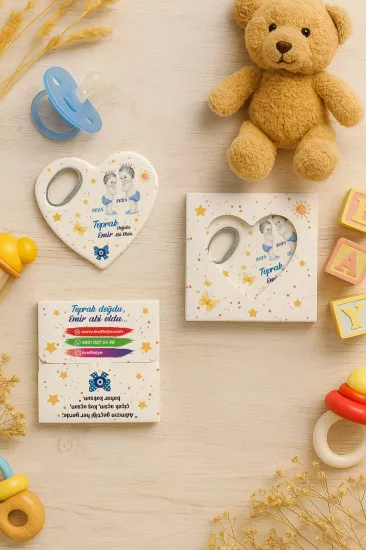 Yeni Doğan, Baby Shower ve Doğum Günü İçin Kutulu Kalp Açacak Magnet