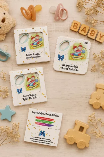 Kişiye Özel Kutulu Kare Açacak Magnet – Doğum Günü, Baby Shower ve Bebek Hediyelikleri