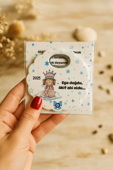 Jelatinli Kartlı Papatya Açacak Magnet – Kişiye Özel Bebek Hediyesi