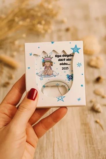 Yeni Doğan, Baby Shower ve Doğum Günü İçin Kutulu Kalp Açacak Magnet