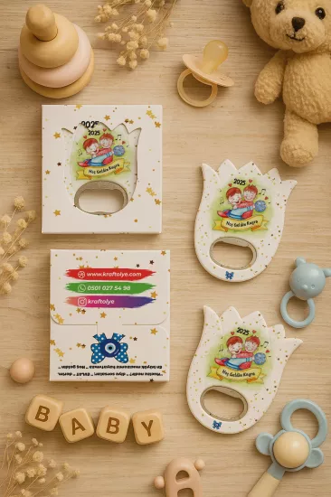 Yeni Doğan, Baby Shower ve Doğum Günü İçin Kutulu Kalp Açacak Magnet