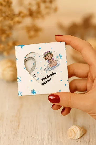 Mühürlü Kutulu Kalp Açacak Magnet | Baby Shower, Yeni Doğan ve Özel Gün Hediyesi