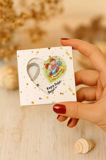 Mühürlü Kutulu Kalp Açacak Magnet | Baby Shower, Yeni Doğan ve Özel Gün Hediyesi