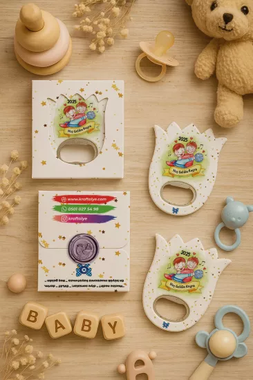 Mühürlü Kutulu Kalp Açacak Magnet | Baby Shower, Yeni Doğan ve Özel Gün Hediyesi