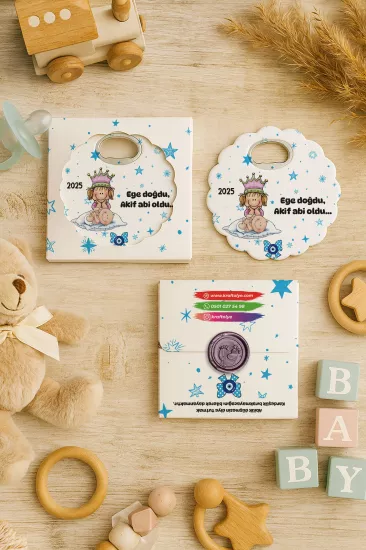 Mühürlü Kutulu Papatya Açacak Magnet – Bebek Hediyesi, Baby Shower, Doğum Günü