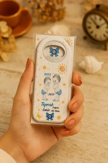 Kişiye Özel Kartlı Uzun Açacak Magnet | Bebek ve Özel Gün Hediyelikleri
